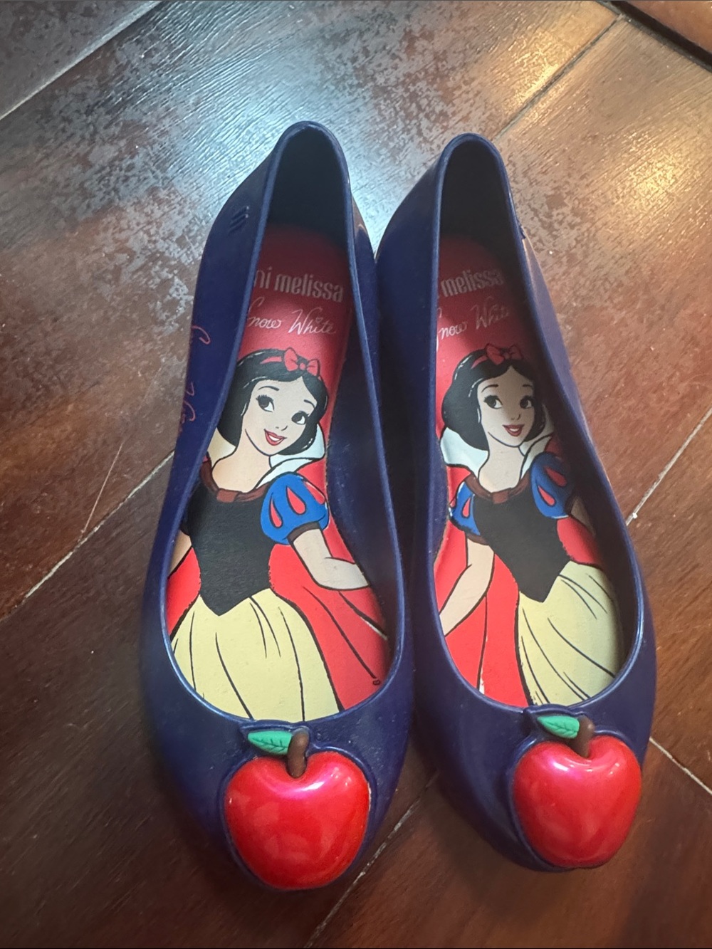 NEW Mini Melissa Navy Jelly Snow White Ballet Flats with Red Apple size 13